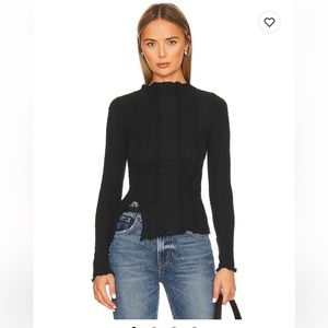 NWT free people lula lace top in black size s. NEW WITH TAGS
